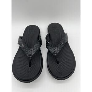 KuaiLu Flip Flops Sandals Mens 11 Black Leather Sport
Orthotic Thong Support